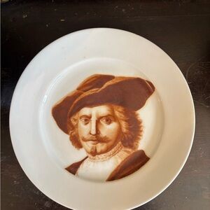 Portrait Plate with Brown Hat Design